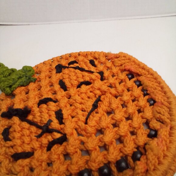 Vintage Macrame Jack O Lantern Pumpkin Handmade Halloween Wall Decor - Picture 12 of 13